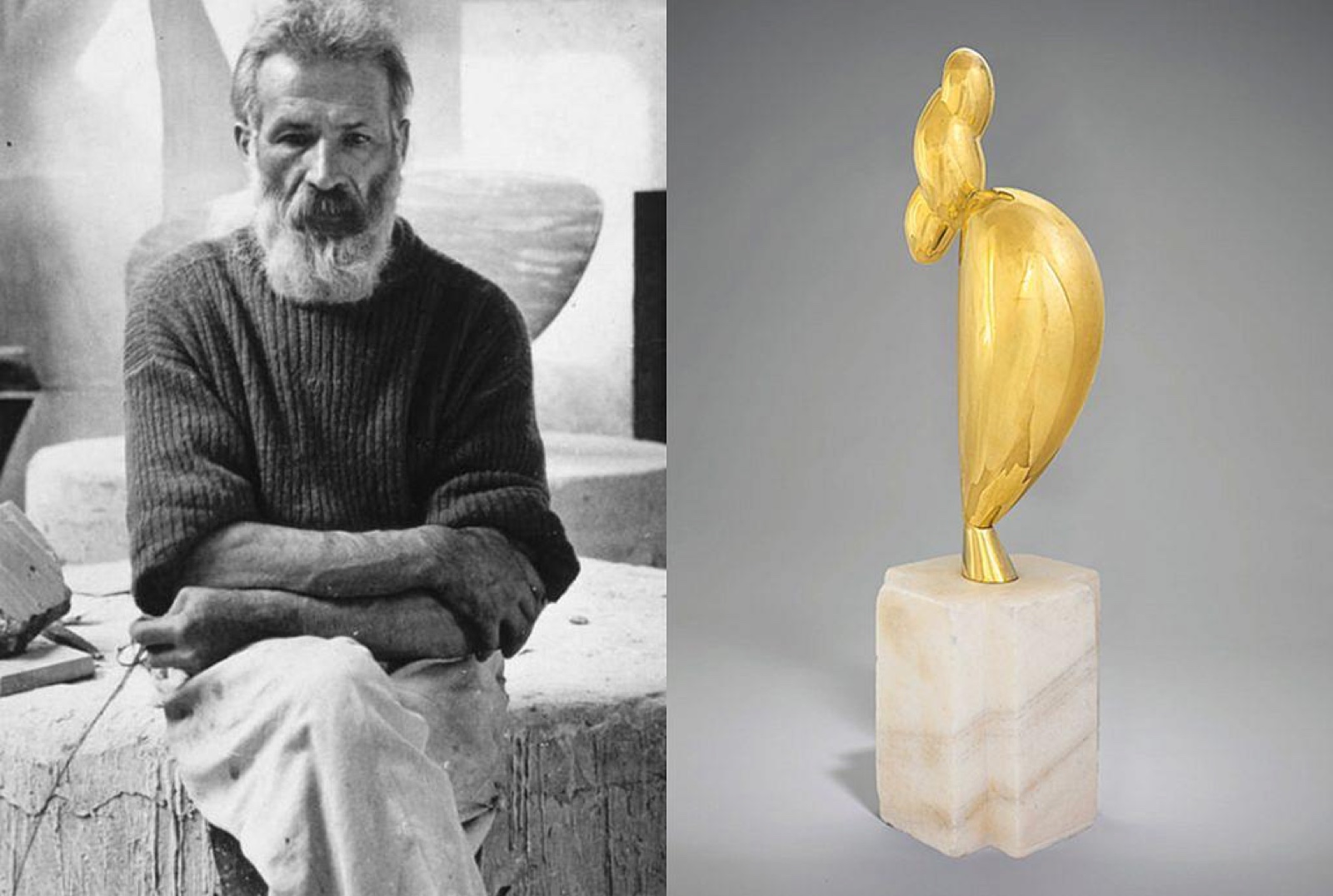 Constantin Brâncuși în atelierul său din Paris, și Pasărea în spațiu — sculptura care a schimbat totul